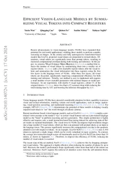 Efficient Vision-Language Models by Summarizing Visual Tokens into
  Compact Registers