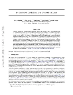 In-context learning and Occam's razor