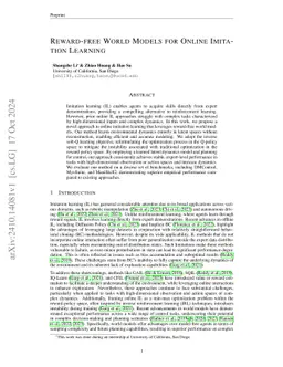 Reward-free World Models for Online Imitation Learning