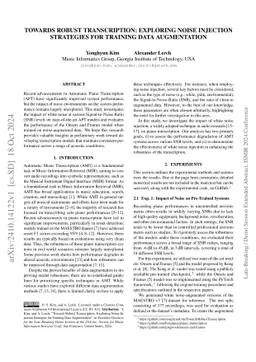Towards Robust Transcription: Exploring Noise Injection Strategies for
  Training Data Augmentation