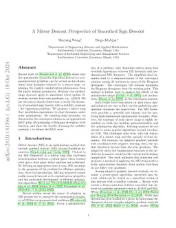 A Mirror Descent Perspective of Smoothed Sign Descent