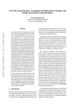 LLM The Genius Paradox: A Linguistic and Math Expert's Struggle with Simple Word-based Counting Problems