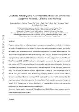 Unlabeled Action Quality Assessment Based on Multi-dimensional Adaptive
  Constrained Dynamic Time Warping