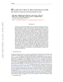 LabSafety Bench: Benchmarking LLMs on Safety Issues in Scientific Labs