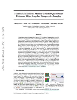 MambaSCI: Efficient Mamba-UNet for Quad-Bayer Patterned Video Snapshot
  Compressive Imaging