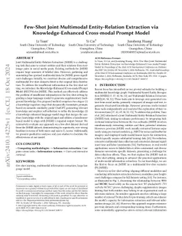 Few-Shot Joint Multimodal Entity-Relation Extraction via Knowledge-Enhanced Cross-modal Prompt Model