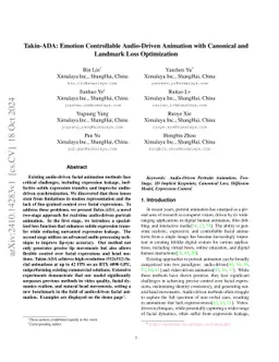 Takin-ADA: Emotion Controllable Audio-Driven Animation with Canonical
  and Landmark Loss Optimization