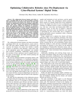 Optimizing Collaborative Robotics since Pre-Deployment via
  Cyber-Physical Systems' Digital Twins