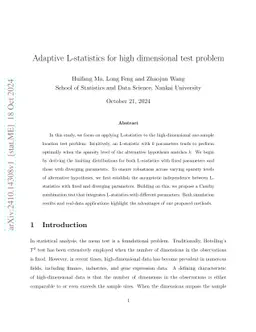 Adaptive L-statistics for high dimensional test problem