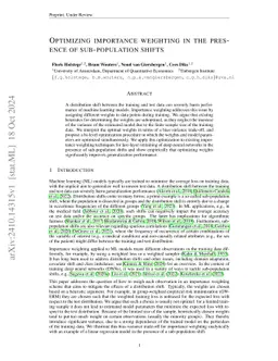 Optimizing importance weighting in the presence of sub-population shifts
