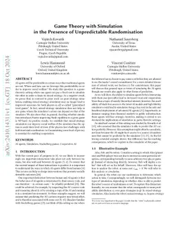 Game Theory with Simulation in the Presence of Unpredictable Randomisation