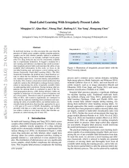 Dual-Label Learning With Irregularly Present Labels