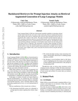 Backdoored Retrievers for Prompt Injection Attacks on Retrieval
  Augmented Generation of Large Language Models