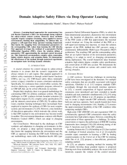 Domain Adaptive Safety Filters via Deep Operator Learning