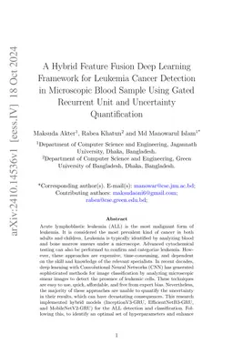 A Hybrid Feature Fusion Deep Learning Framework for Leukemia Cancer
  Detection in Microscopic Blood Sample Using Gated Recurrent Unit and
  Uncertainty Quantification