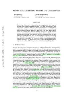 Measuring Diversity: Axioms and Challenges