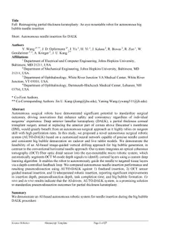 Reimagining partial thickness keratoplasty: An eye mountable robot for
  autonomous big bubble needle insertion