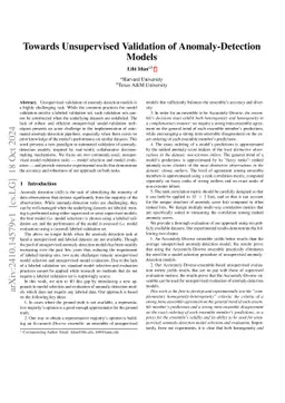 Towards Unsupervised Validation of Anomaly-Detection Models