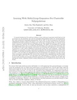 Learning With Multi-Group Guarantees For Clusterable Subpopulations