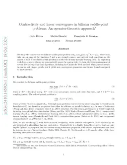 Contractivity and linear convergence in bilinear saddle-point problems: An operator-theoretic approach