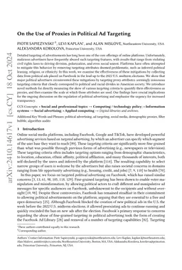 On the Use of Proxies in Political Ad Targeting