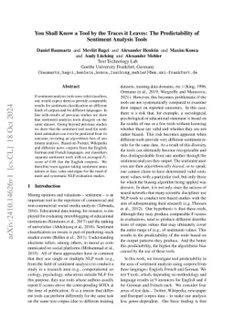 You Shall Know a Tool by the Traces it Leaves: The Predictability of
  Sentiment Analysis Tools