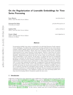 On the Regularization of Learnable Embeddings for Time Series Forecasting