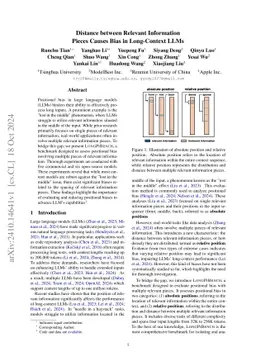 Distance between Relevant Information Pieces Causes Bias in Long-Context LLMs