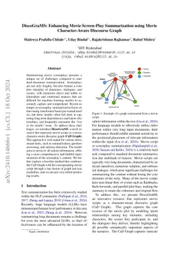 DiscoGraMS: Enhancing Movie Screen-Play Summarization using Movie Character-Aware Discourse Graph