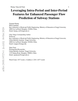 Leveraging Intra-Period and Inter-Period Features for Enhanced Passenger
  Flow Prediction of Subway Stations