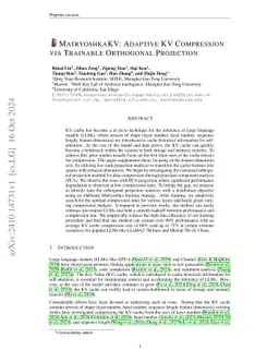 MatryoshkaKV: Adaptive KV Compression via Trainable Orthogonal Projection