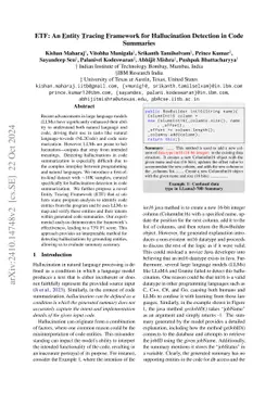 ETF: An Entity Tracing Framework for Hallucination Detection in Code Summaries