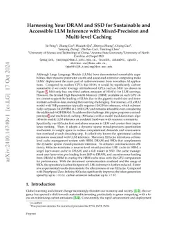 Harnessing Your DRAM and SSD for Sustainable and Accessible LLM
  Inference with Mixed-Precision and Multi-level Caching