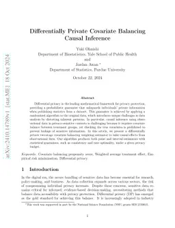 Differentially Private Covariate Balancing Causal Inference