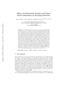 Effects of Soft-Domain Transfer and Named Entity Information on
  Deception Detection