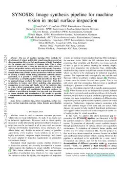 SYNOSIS: Image synthesis pipeline for machine vision in metal surface
  inspection