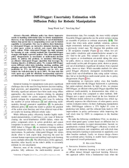 Diff-DAgger: Uncertainty Estimation with Diffusion Policy for Robotic Manipulation