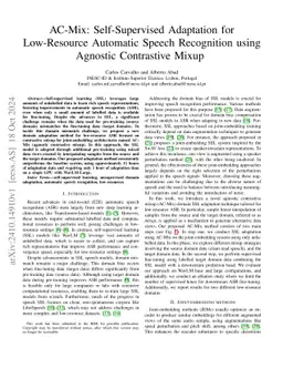AC-Mix: Self-Supervised Adaptation for Low-Resource Automatic Speech
  Recognition using Agnostic Contrastive Mixup