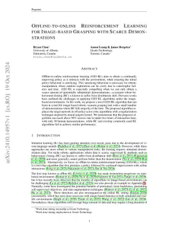 Offline-to-online Reinforcement Learning for Image-based Grasping with Scarce Demonstrations