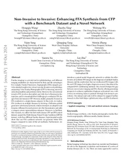 Non-Invasive to Invasive: Enhancing FFA Synthesis from CFP with a
  Benchmark Dataset and a Novel Network