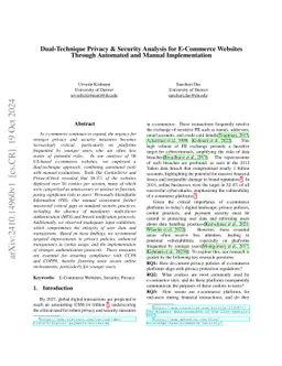 Dual-Technique Privacy & Security Analysis for E-Commerce Websites
  Through Automated and Manual Implementation