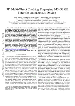 3D Multi-Object Tracking Employing MS-GLMB Filter for Autonomous Driving
