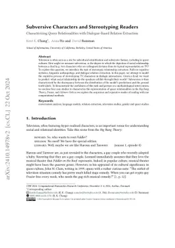 Subversive Characters and Stereotyping Readers: Characterizing Queer
  Relationalities with Dialogue-Based Relation Extraction