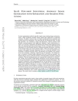 SeaS: Few-shot Industrial Anomaly Image Generation with Separation and Sharing Fine-tuning
