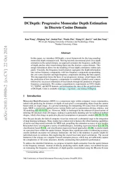 DCDepth: Progressive Monocular Depth Estimation in Discrete Cosine
  Domain