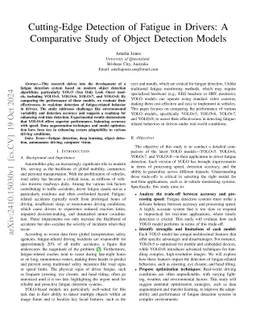 Cutting-Edge Detection of Fatigue in Drivers: A Comparative Study of
  Object Detection Models