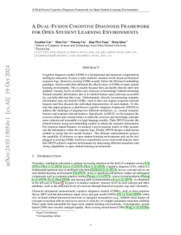 A Dual-Fusion Cognitive Diagnosis Framework for Open Student Learning
  Environments