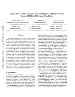 A Cycle Ride to HDR: Semantics Aware Self-Supervised Framework for Unpaired LDR-to-HDR Image Reconstruction