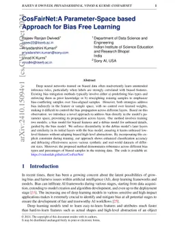 CosFairNet:A Parameter-Space based Approach for Bias Free Learning