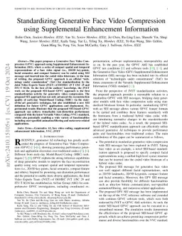 Standardizing Generative Face Video Compression using Supplemental Enhancement Information